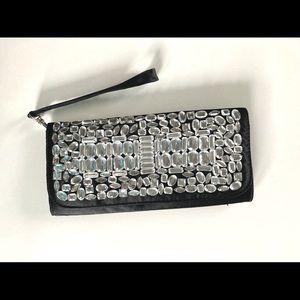 Beaded Black Satin Evening Purse